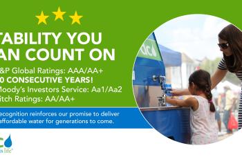 Photo of person getting water saying Stability You can County on and listing the ratings from each agency