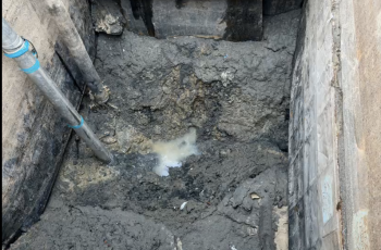 Image of the collapse site drained of water