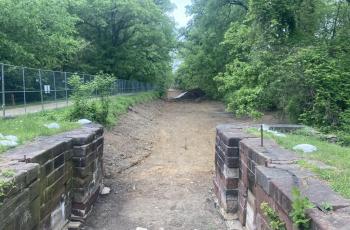 A section of the canal where the soil has been removed
