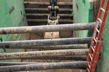 Excavation site outside the I-495 Beltway showing section of the PI