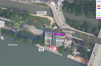 The Capital Crescent Trail will shift north and remain open to pedestrians and cyclists.