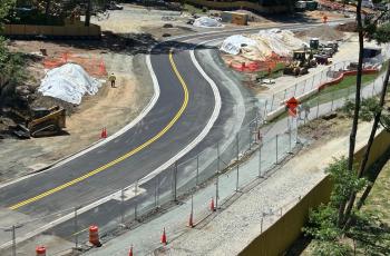 Photo of temporarily relocated section of Piney Branch Parkway