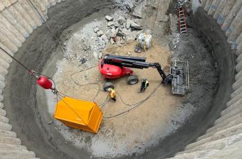 Photo of the drop shaft looking from above down into the bottom 