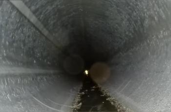 Photo of inside Potomac Interceptor at Dulles showing newly lined tunnel 