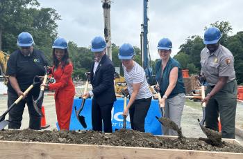 DC Water Officials with NPS and ANC commissioners doing ceremonial groundbreaking