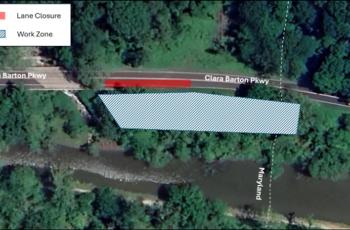 Map of Potomac Interceptor at MD/DC Line Lane Closure Area